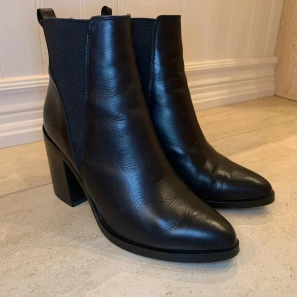 Classic Black Ankle Boots with  Chunky Heels - Picture 1 of 15